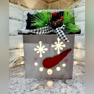 Pink Zebra Snowman Box Simmer Pot Accent Shade candle topper Christmas winter